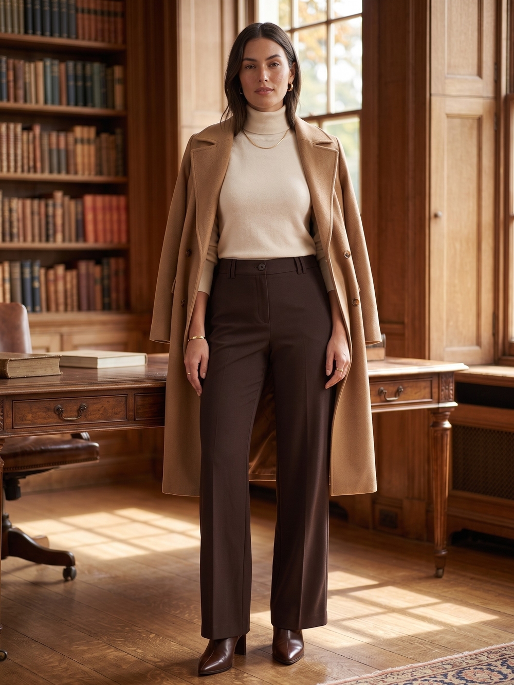Vintage 90s Chocolate Brown Wide Leg Trousers Corpcore Fall High Rise Minimalism